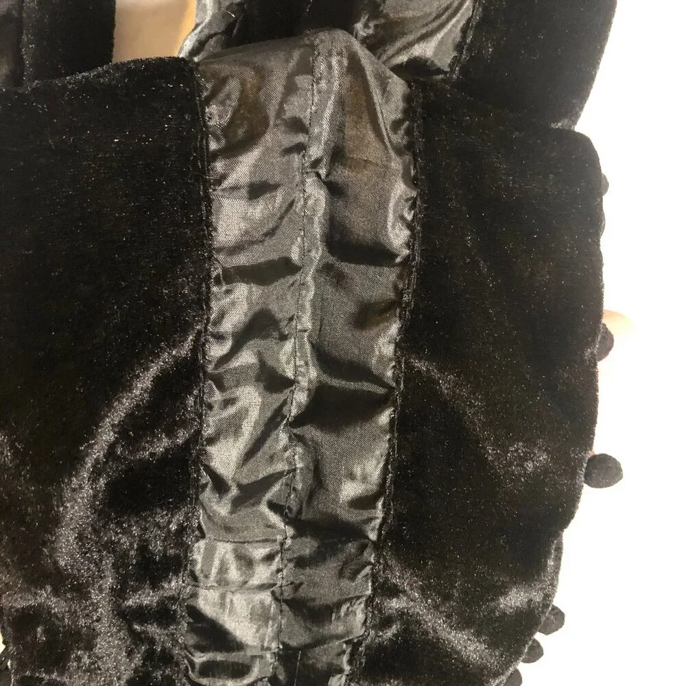 ✨ Vintage Black Velvet & Sheer Metallic Scarf — Made in Korea